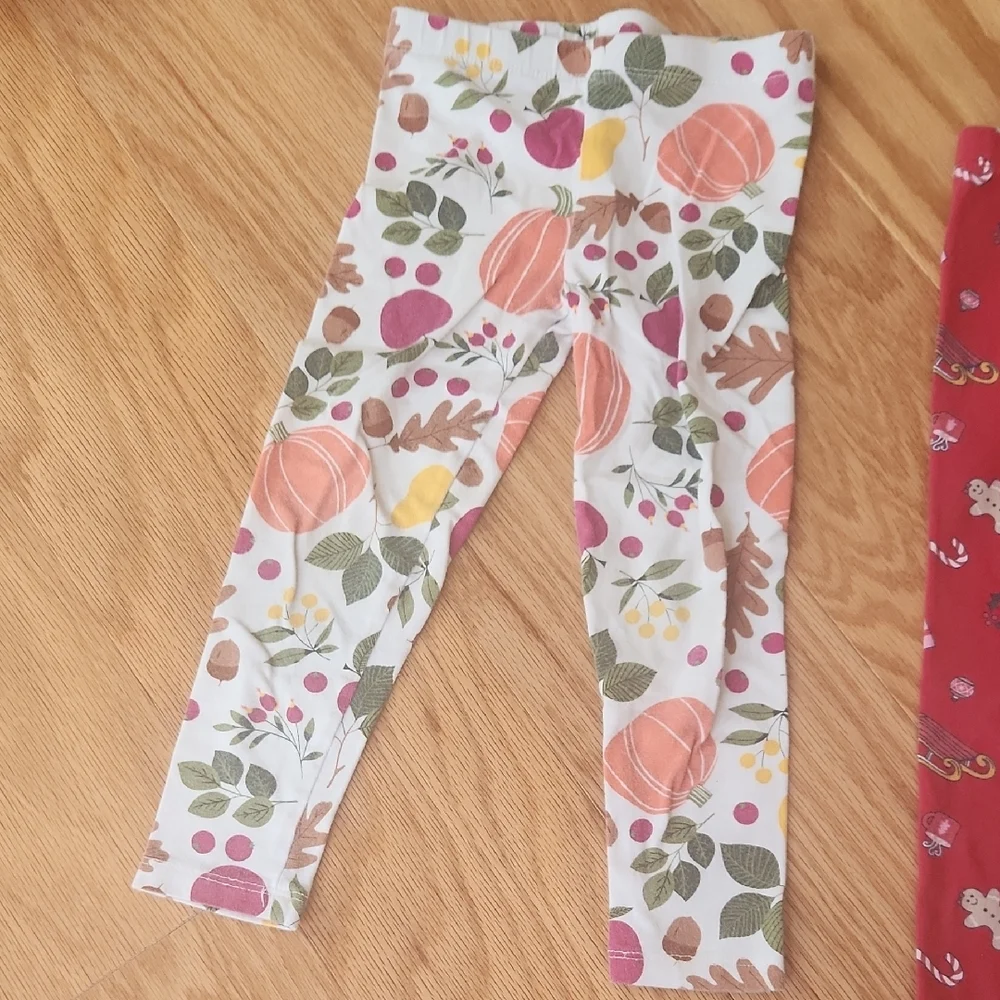 The Children's Place Festive Leggings Set Christmas And Fall 3T